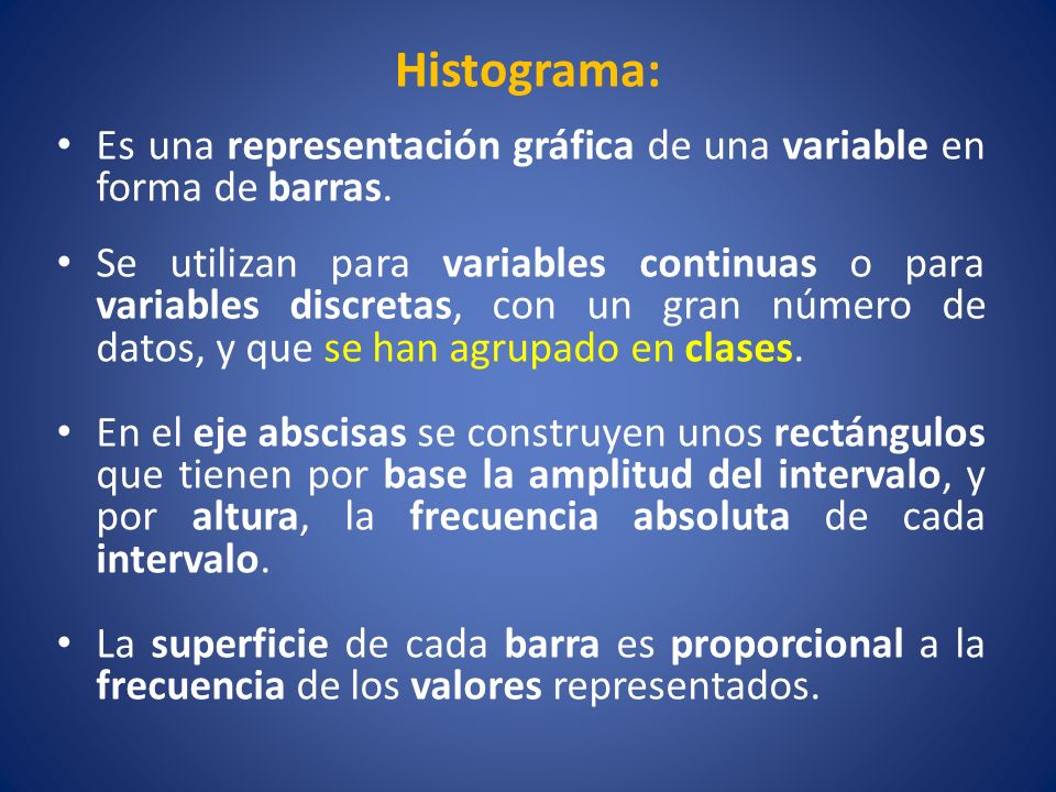 Histograma: Es una representación gráfica de una variable en forma de barras.
