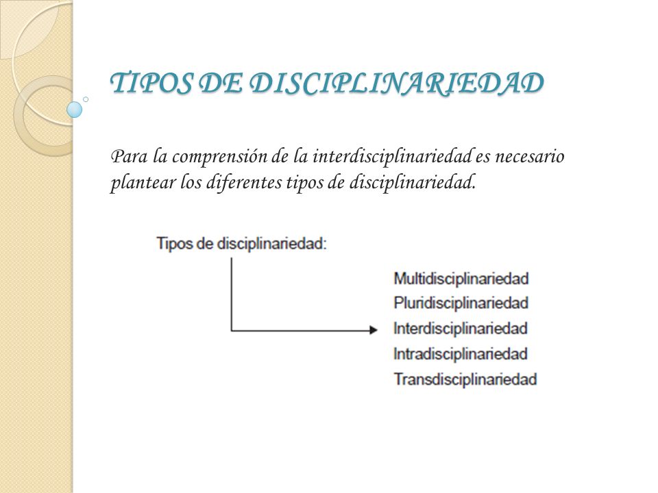 TIPOS DE DISCIPLINARIEDAD
