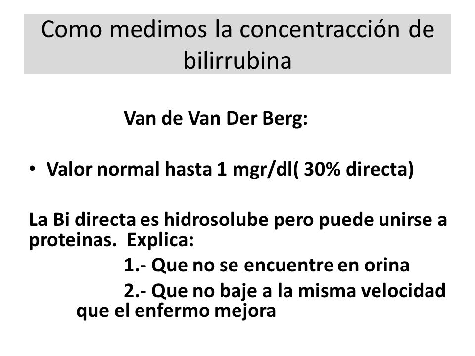 Como medimos la concentracción de bilirrubina