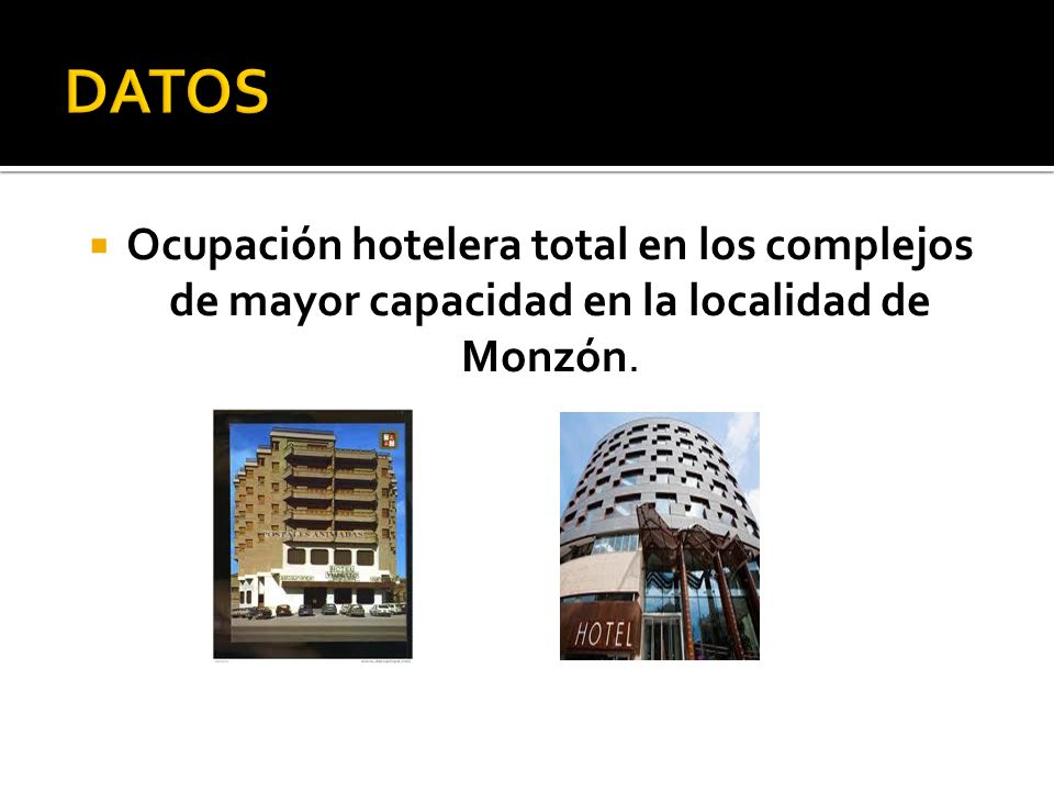 DATOS Ocupación hotelera total en los complejos de mayor capacidad en la localidad de Monzón.