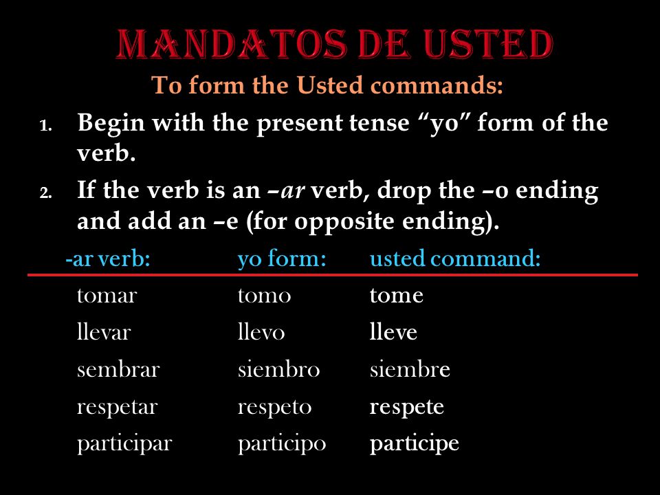 Los Mandatos El Verbo Imperativo. ppt descargar