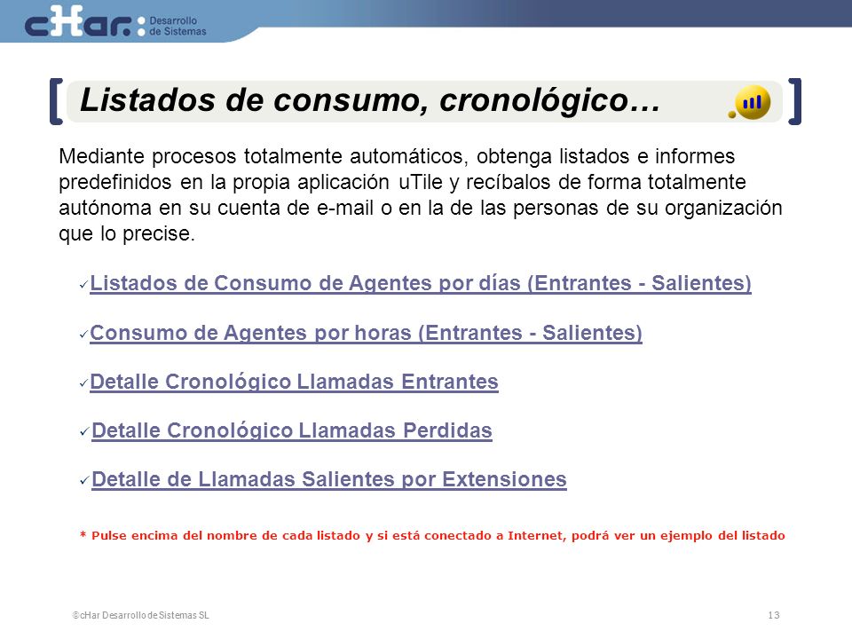 Listados de consumo, cronológico…