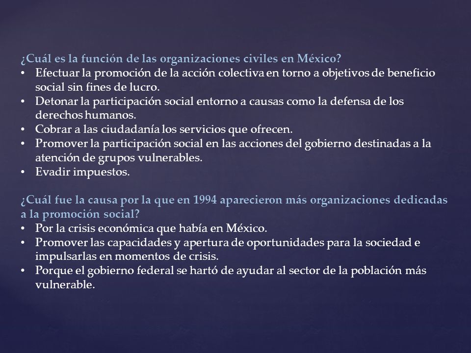 ¿Cuál es la función de las organizaciones civiles en México