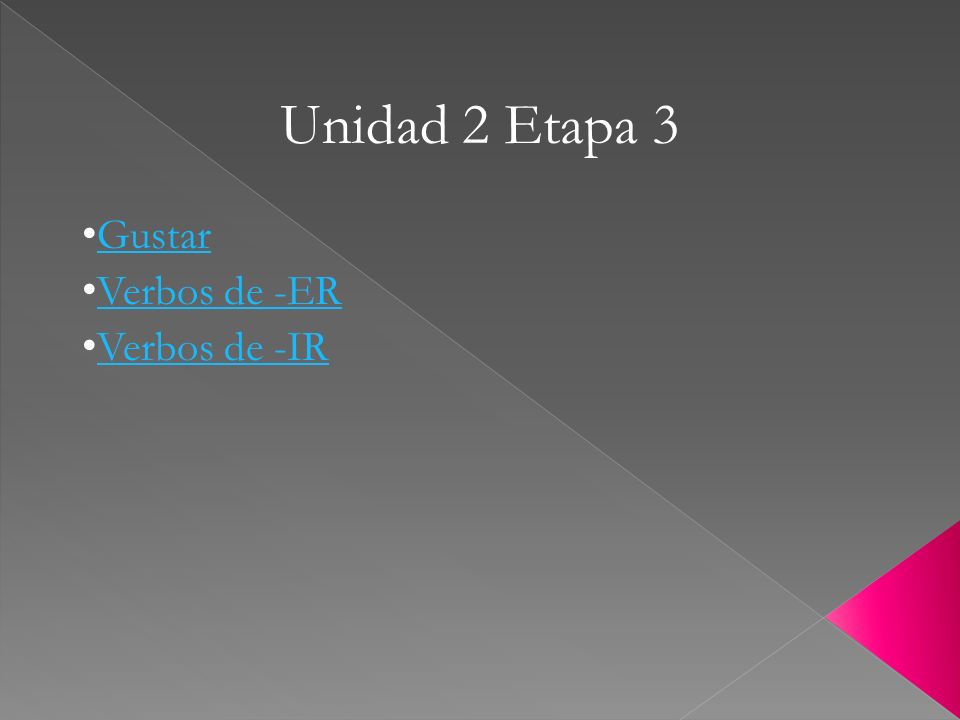 Unidad 2 Etapa 3 Gustar Verbos de -ER Verbos de -IR
