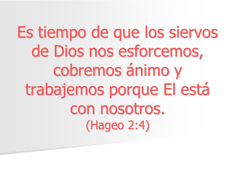 Es tiempo de que los siervos de Dios nos esforcemos, cobremos ánimo y trabajemos porque El está con nosotros.