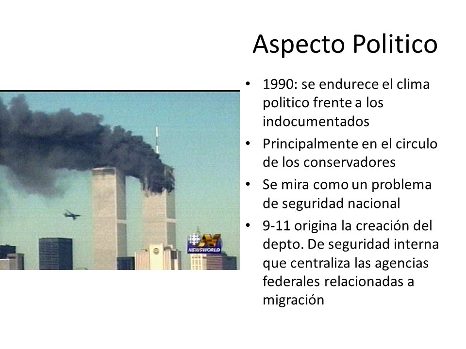 Aspecto Politico 1990: se endurece el clima politico frente a los indocumentados. Principalmente en el circulo de los conservadores.