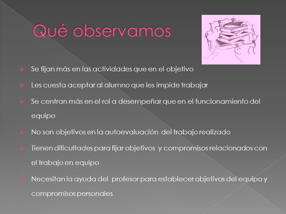 Qué observamos Se fijan más en las actividades que en el objetivo