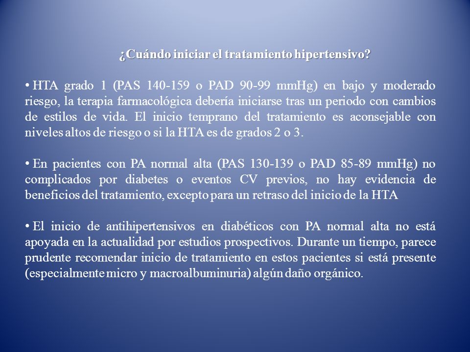 ¿Cuándo iniciar el tratamiento hipertensivo
