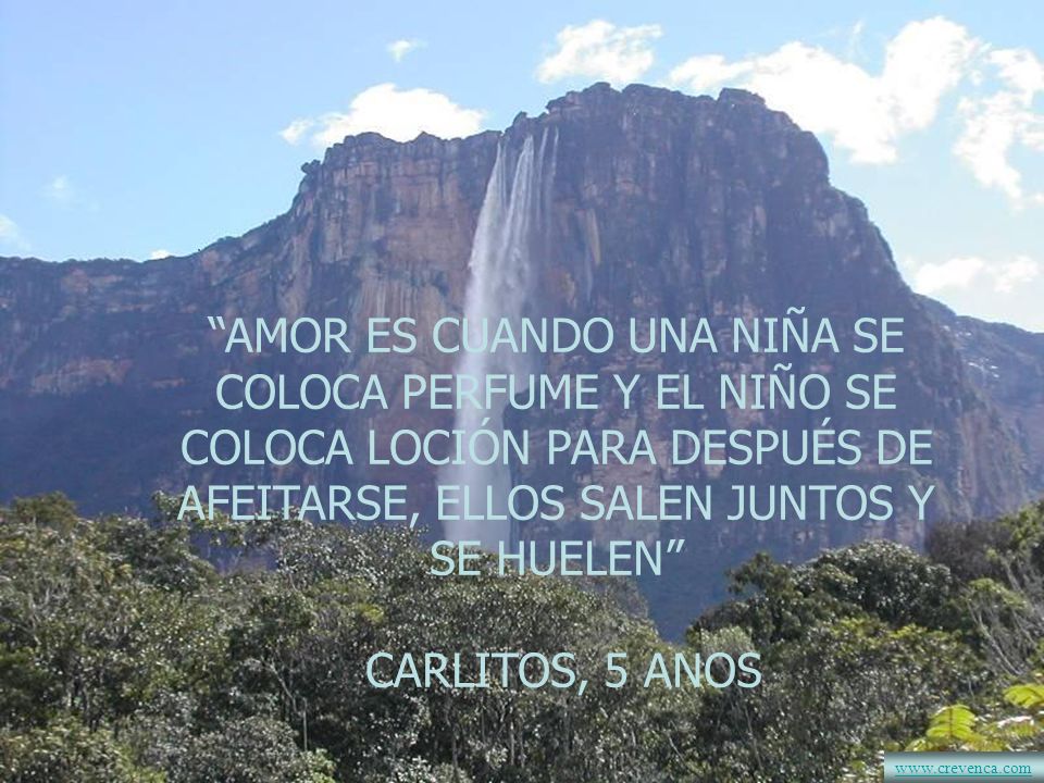 AMOR ES CUANDO UNA NIÑA SE COLOCA PERFUME Y EL NIÑO SE COLOCA LOCIÓN PARA DESPUÉS DE AFEITARSE, ELLOS SALEN JUNTOS Y SE HUELEN