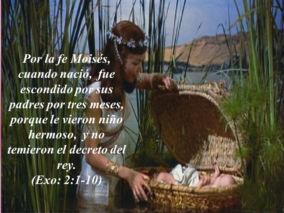 Por la fe Moisés, cuando nació, fue escondido por sus padres por tres meses, porque le vieron niño hermoso, y no temieron el decreto del rey.