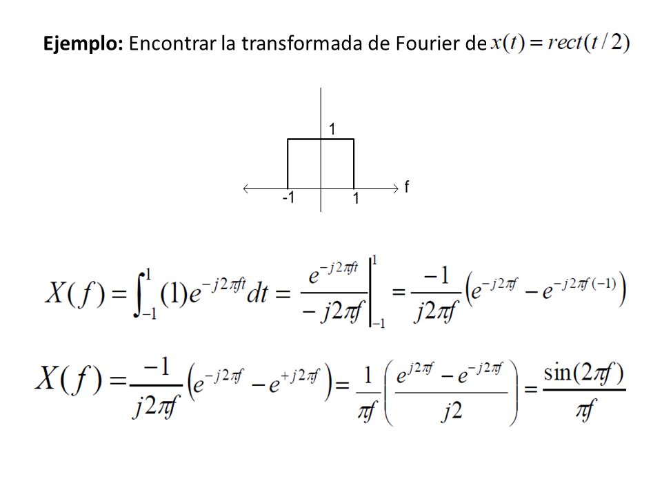 Ejemplo: Encontrar la transformada de Fourier de la señal