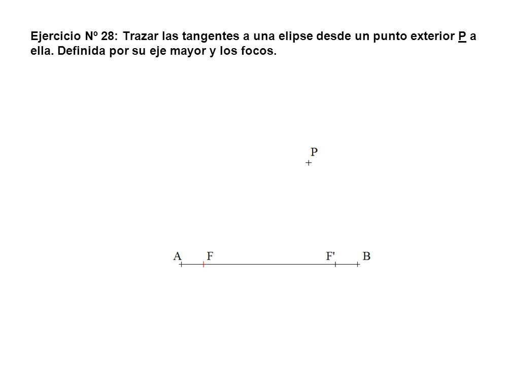 Ejercicio Nº 28: Trazar las tangentes a una elipse desde un punto exterior P a ella.