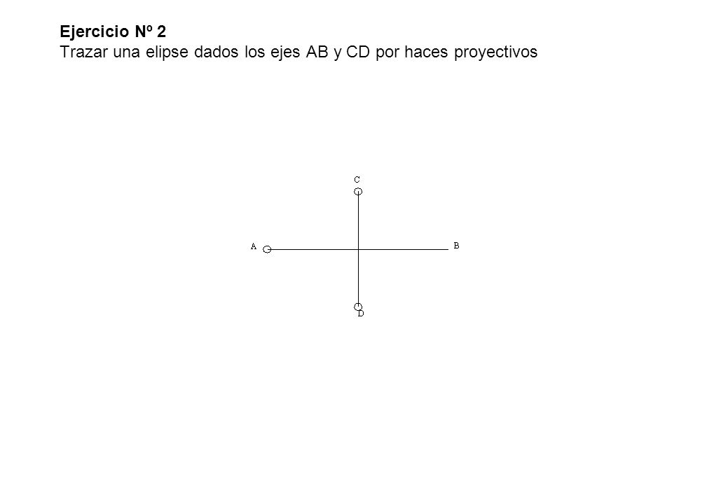Ejercicio Nº 2 Trazar una elipse dados los ejes AB y CD por haces proyectivos