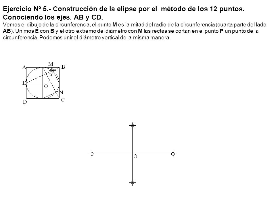 Ejercicio Nº 5.- Construcción de la elipse por el método de los 12 puntos.