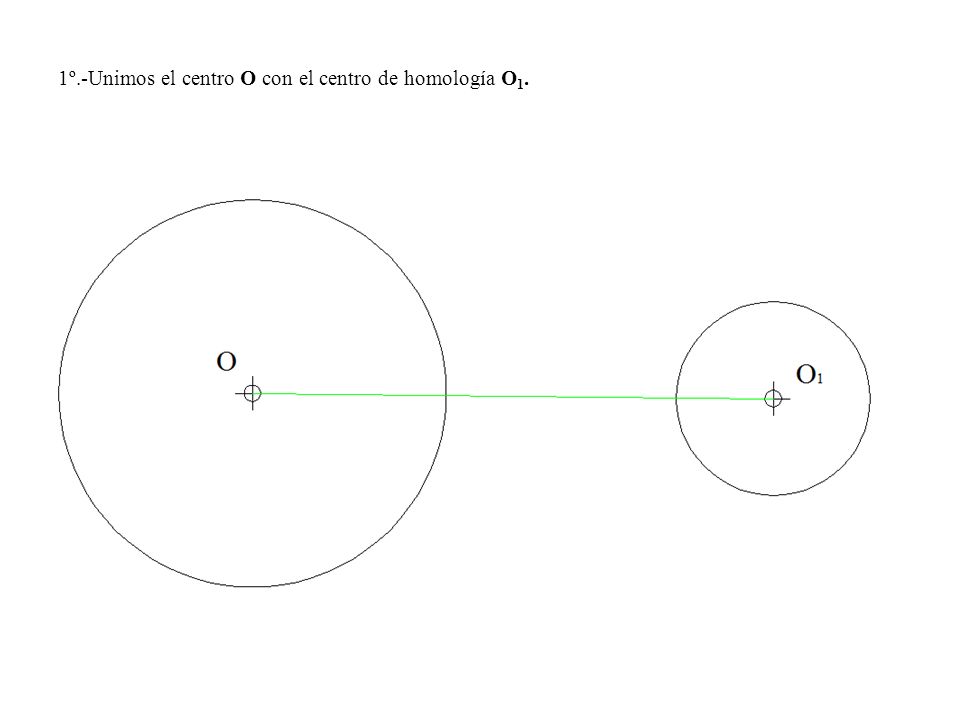 1º.-Unimos el centro O con el centro de homología O1.