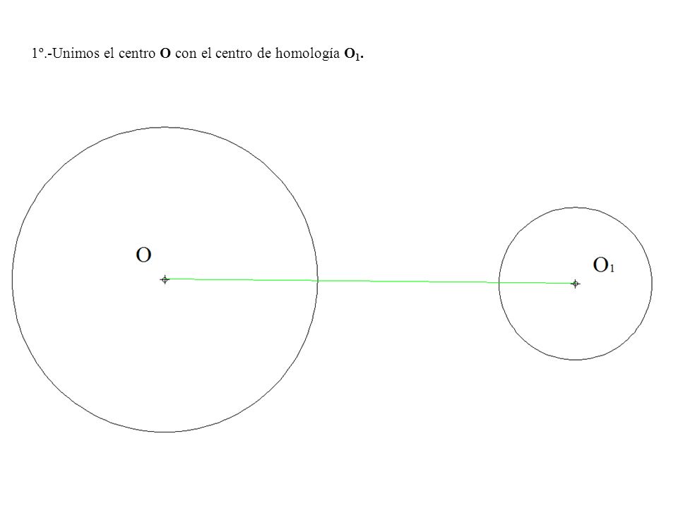 1º.-Unimos el centro O con el centro de homología O1.