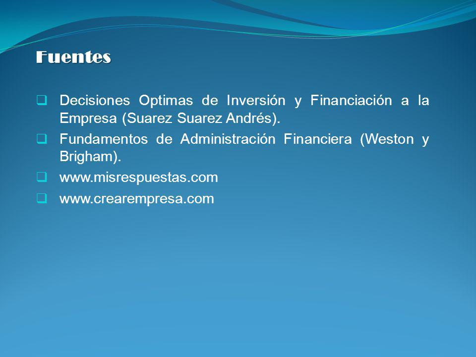 Fuentes Decisiones Optimas de Inversión y Financiación a la Empresa (Suarez Suarez Andrés).