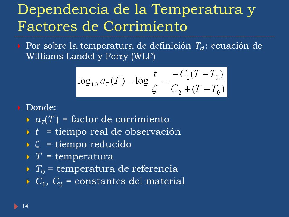 Dependencia de la Temperatura y Factores de Corrimiento
