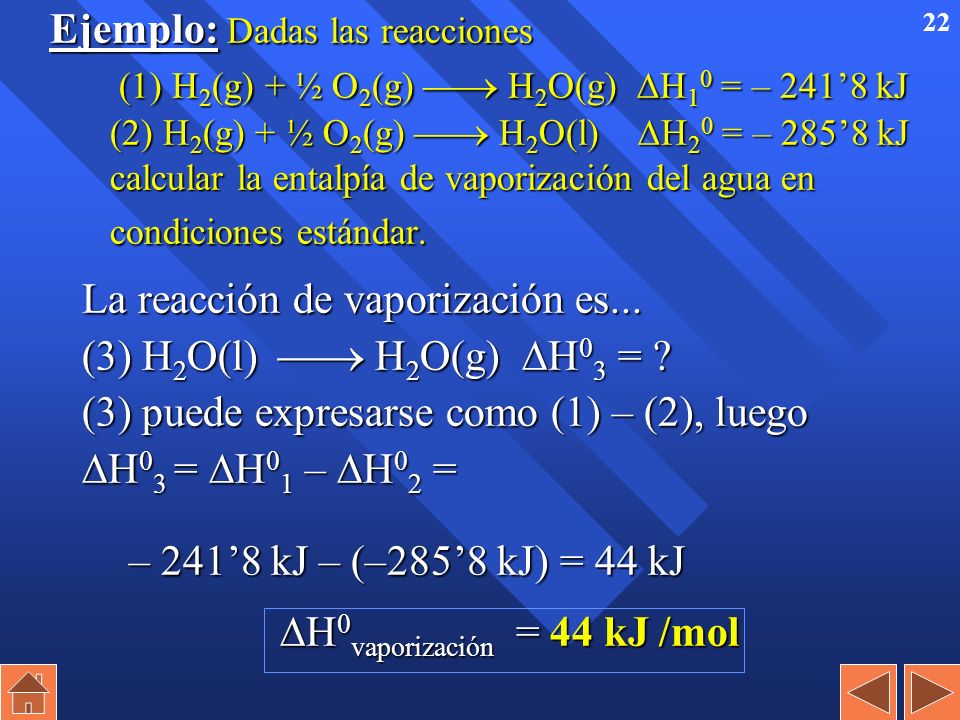 H0vaporización = 44 kJ /mol
