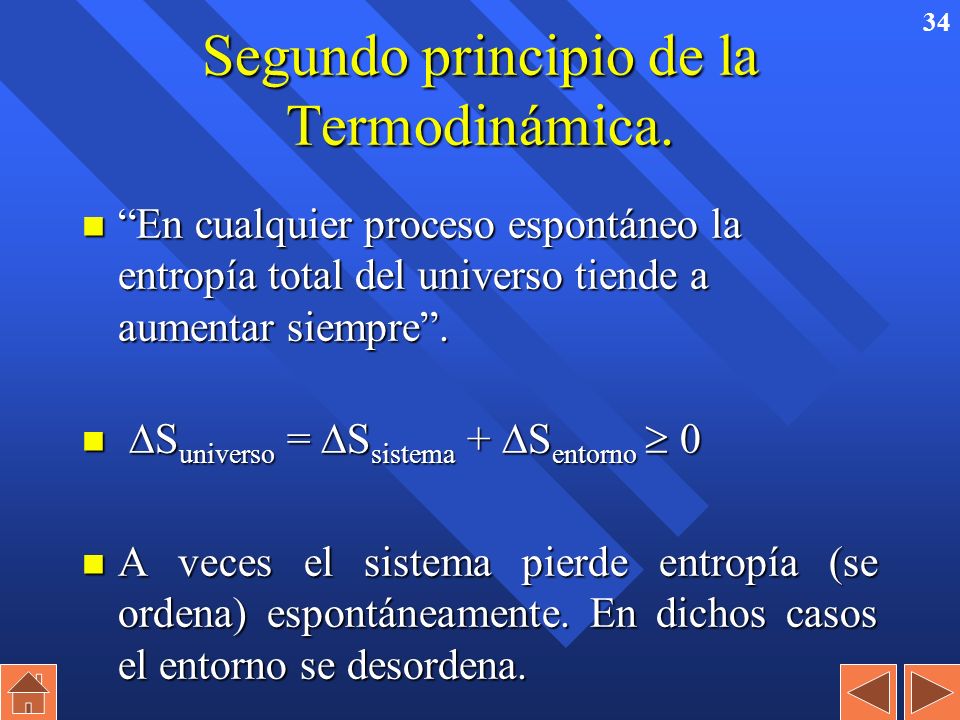 Segundo principio de la Termodinámica.