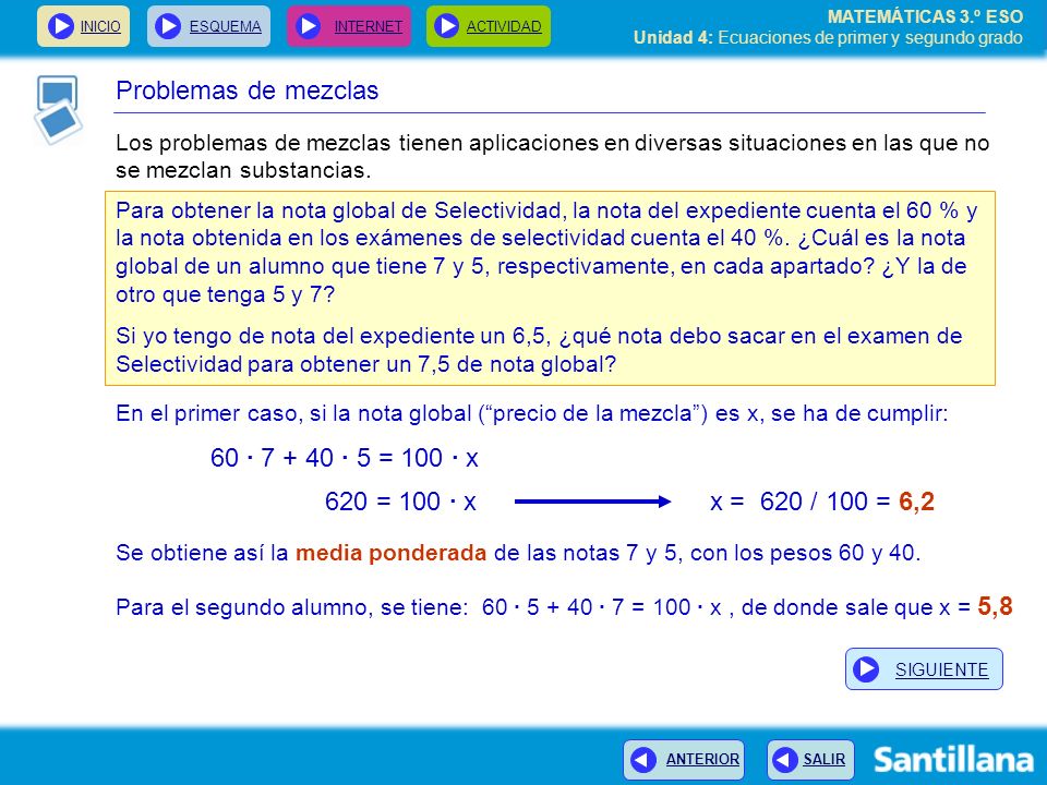 Problemas de mezclas 60 · · 5 = 100 · x