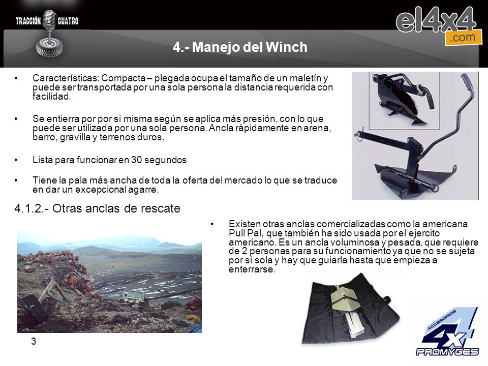4.- Manejo del Winch Otras anclas de rescate