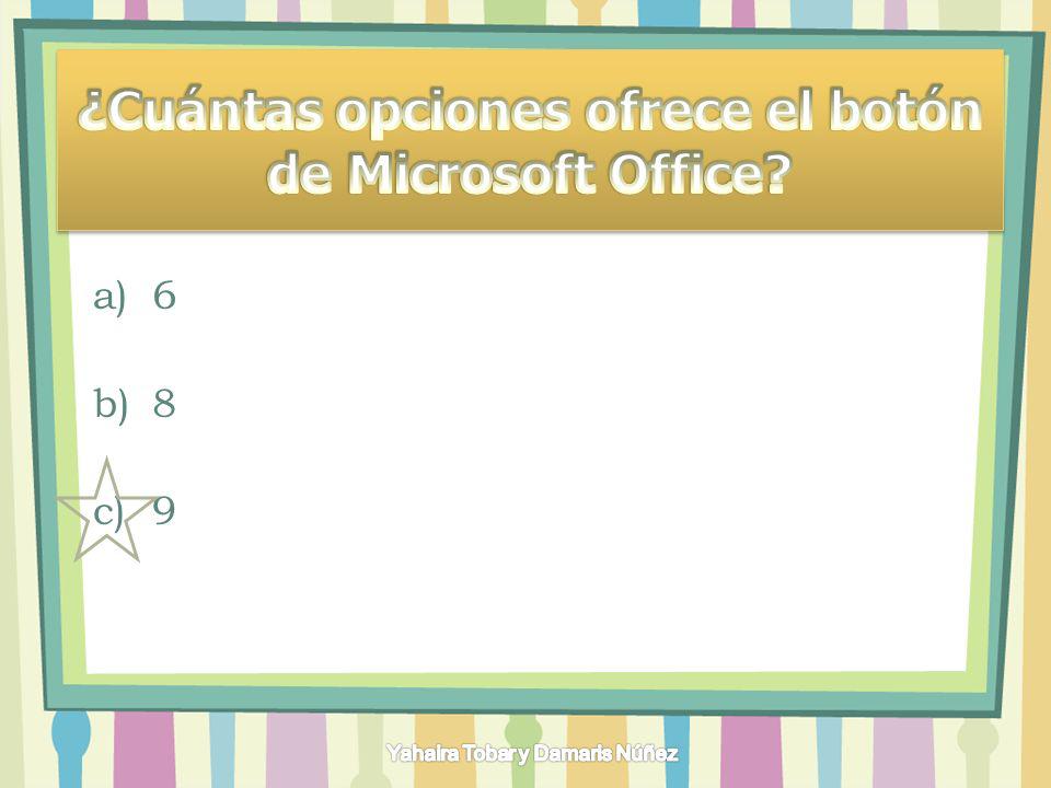 ¿Cuántas opciones ofrece el botón de Microsoft Office