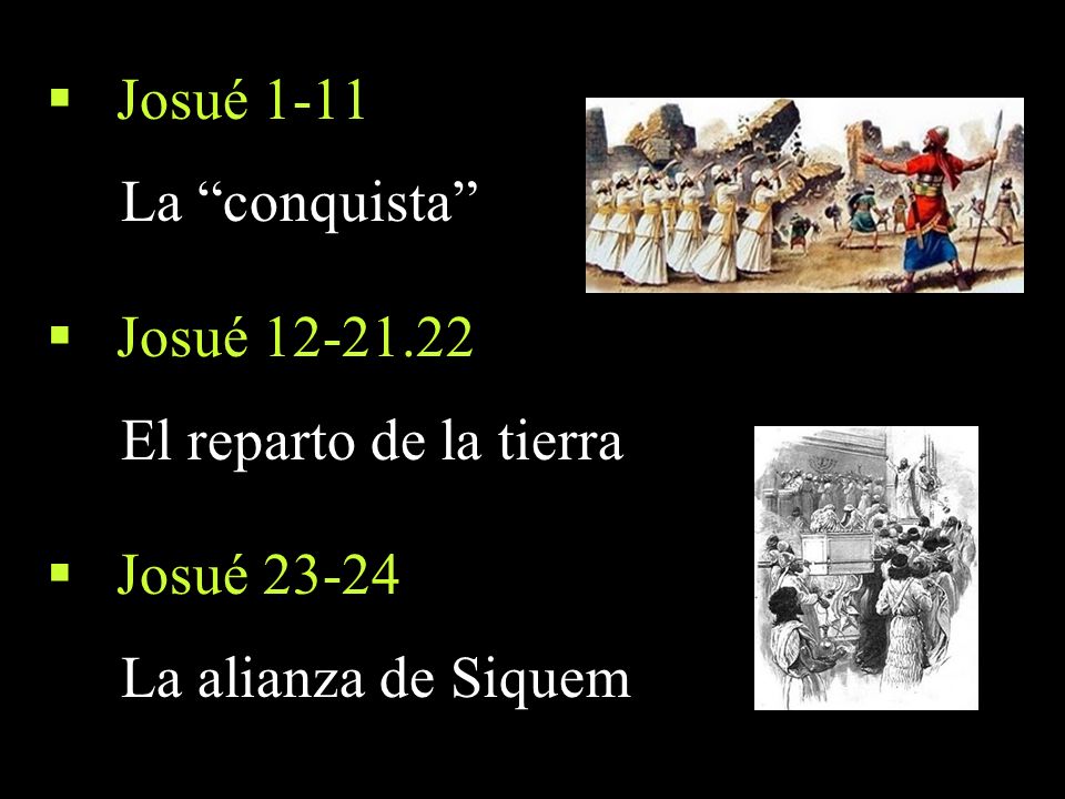 Josué 1-11 La conquista Josué El reparto de la tierra