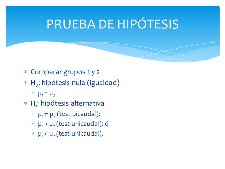 PRUEBA DE HIPÓTESIS Comparar grupos 1 y 2