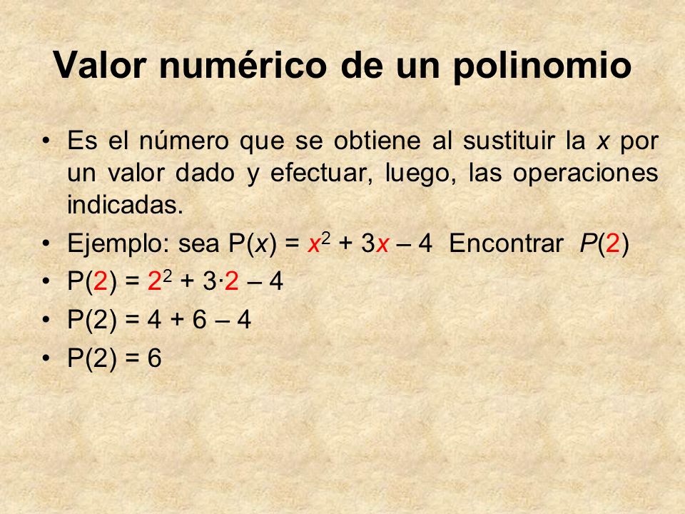 Valor numérico de un polinomio