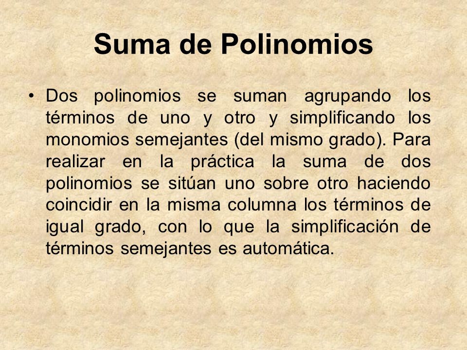 Suma de Polinomios