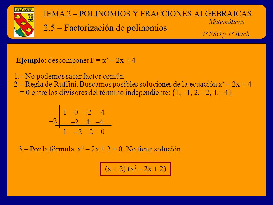 2.5 – Factorización de polinomios