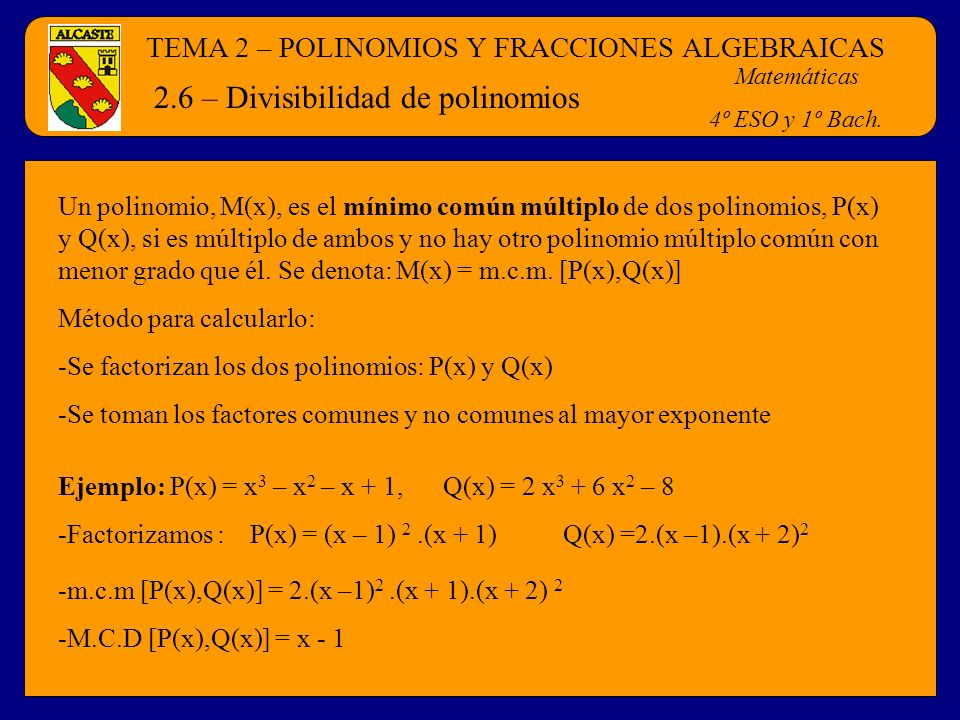 2.6 – Divisibilidad de polinomios