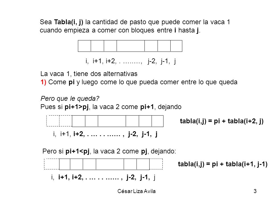La vaca 1, tiene dos alternativas