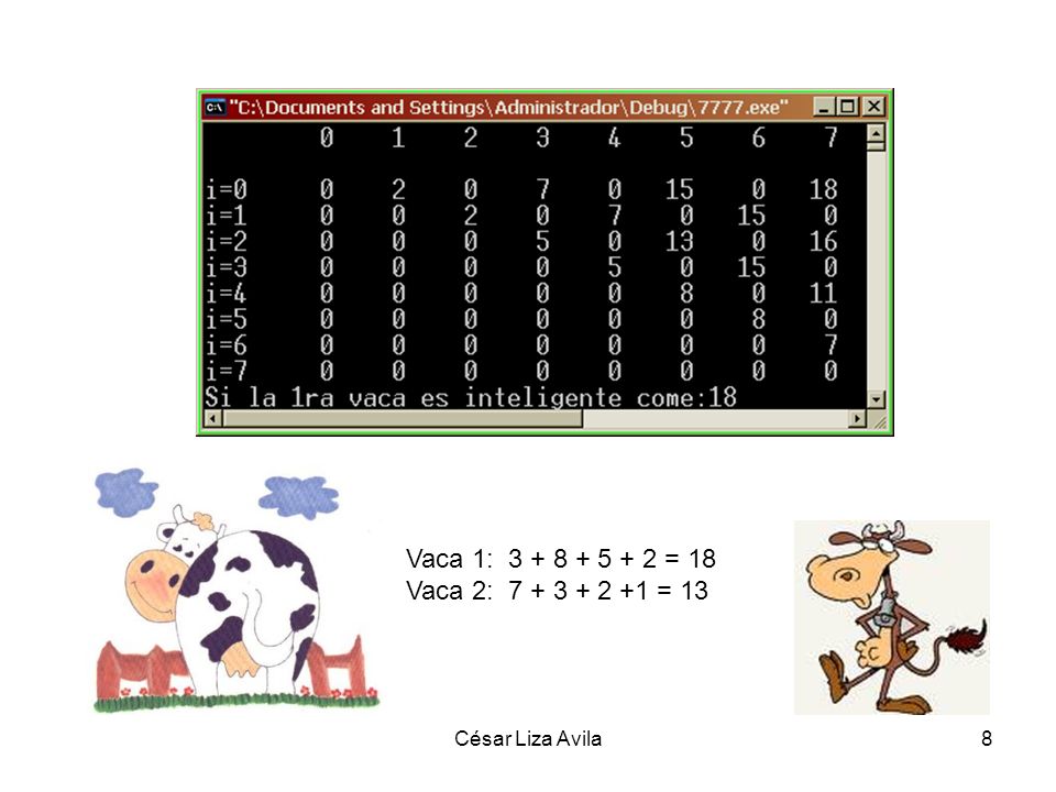 Vaca 1: = 18 Vaca 2: = 13 César Liza Avila