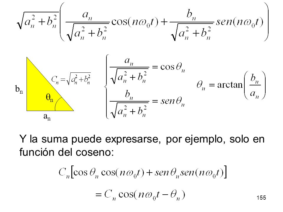 Y la suma puede expresarse, por ejemplo, solo en función del coseno: