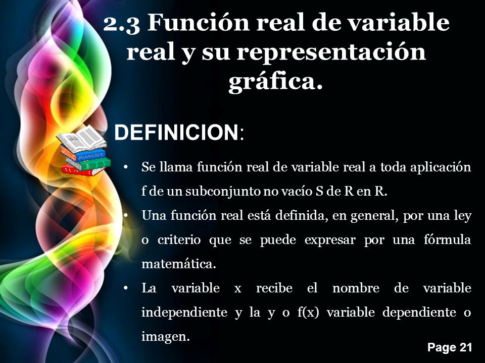 2.3 Función real de variable real y su representación gráfica.