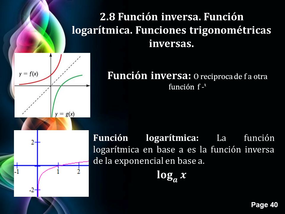Función inversa: O reciproca de f a otra función f -ᶥ