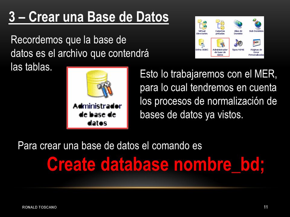 3 – Crear una Base de Datos