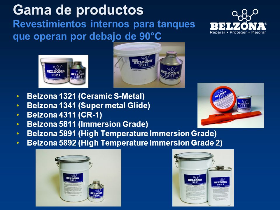 Gama de productos Revestimientos internos para tanques que operan por debajo de 90°C