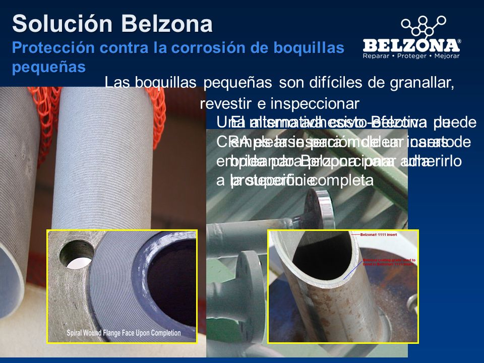 Solución Belzona Protección contra la corrosión de boquillas pequeñas