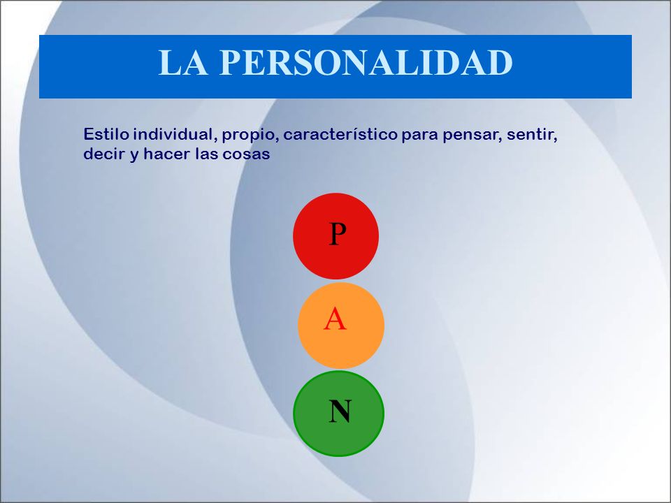 LA PERSONALIDAD Estilo individual, propio, característico para pensar, sentir, decir y hacer las cosas.