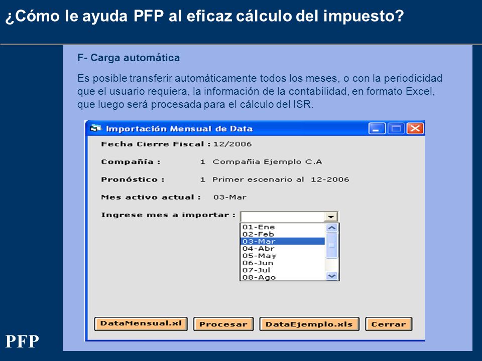 PFP ¿Cómo le ayuda PFP al eficaz cálculo del impuesto