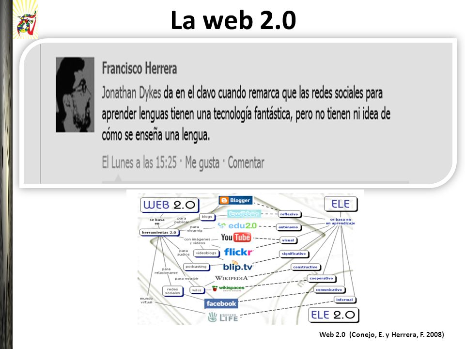 La web 2.0 Web 2.0 (Conejo, E. y Herrera, F. 2008)