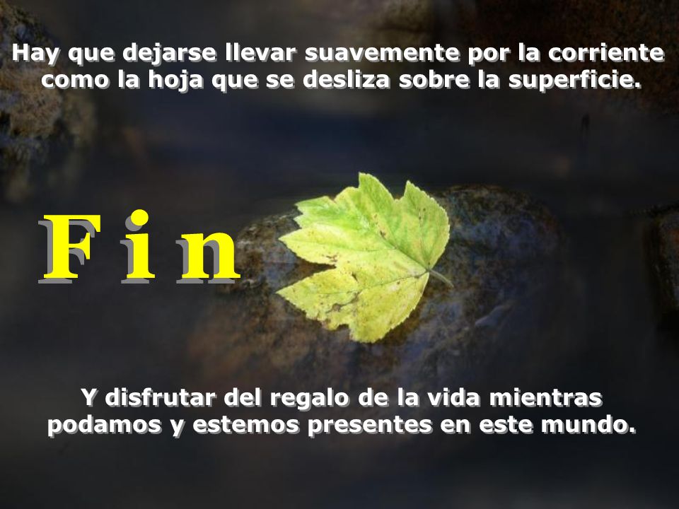 F i n Hay que dejarse llevar suavemente por la corriente