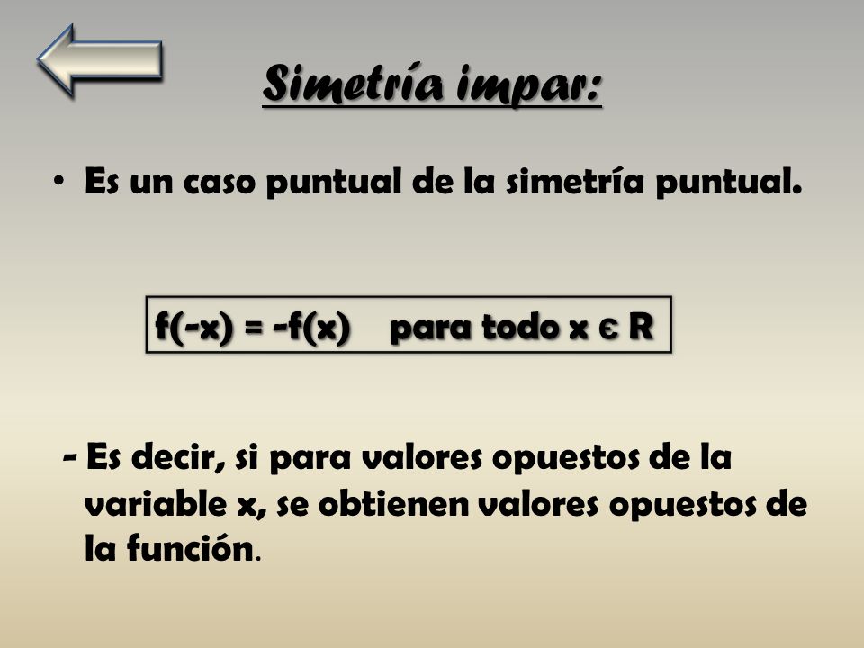 Simetría impar: Es un caso puntual de la simetría puntual.