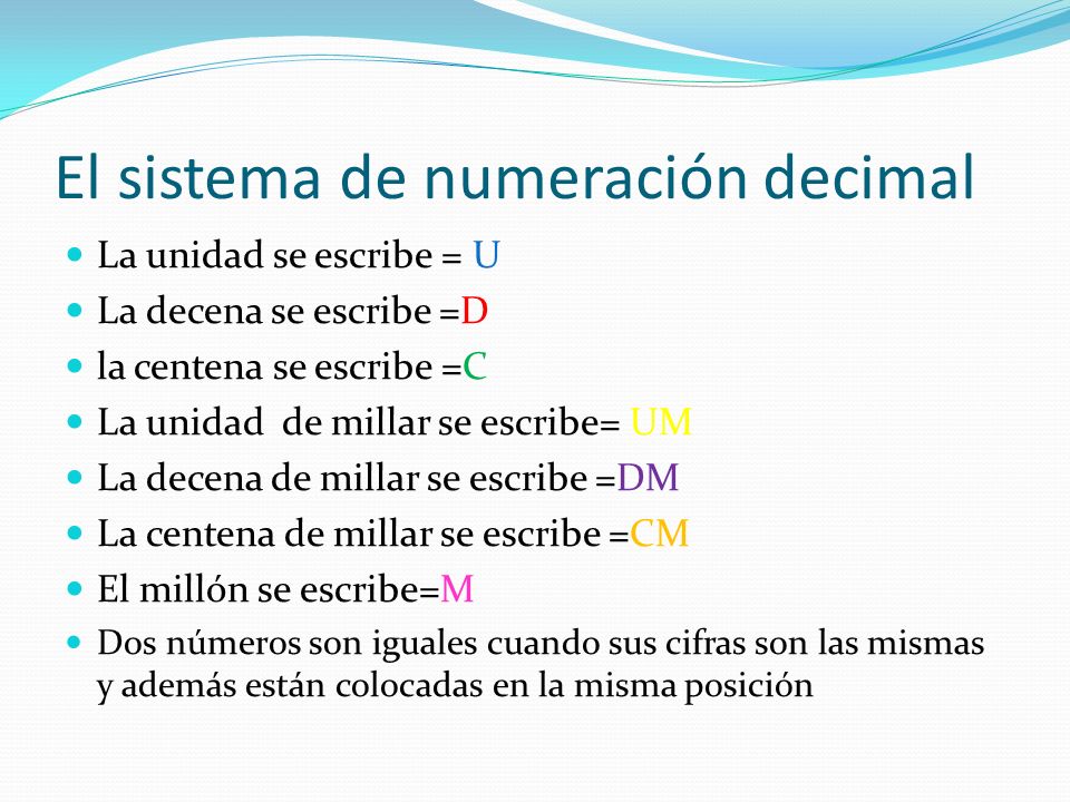 El sistema de numeración decimal