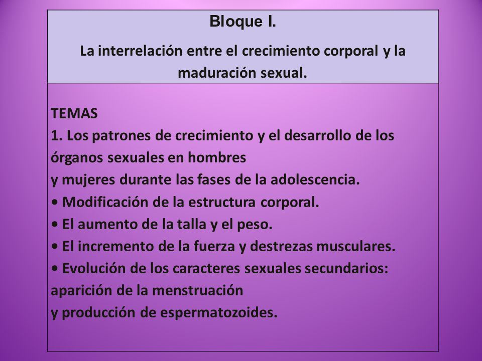 La interrelación entre el crecimiento corporal y la maduración sexual.