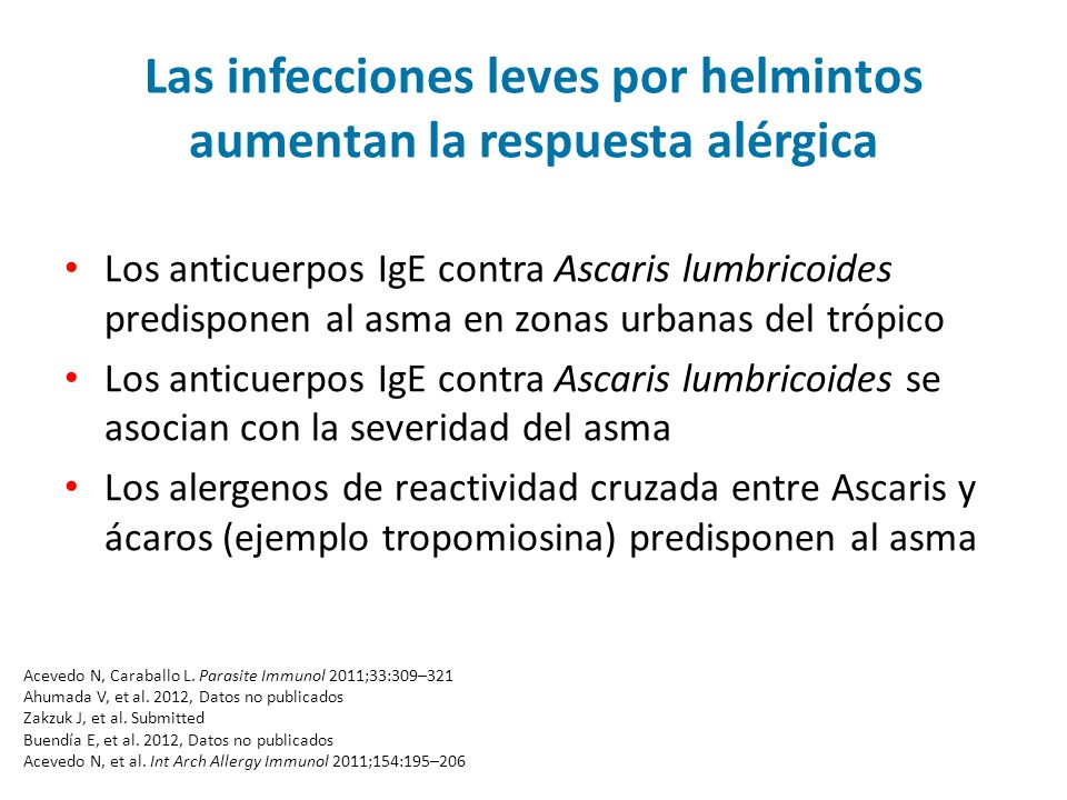Las infecciones leves por helmintos aumentan la respuesta alérgica