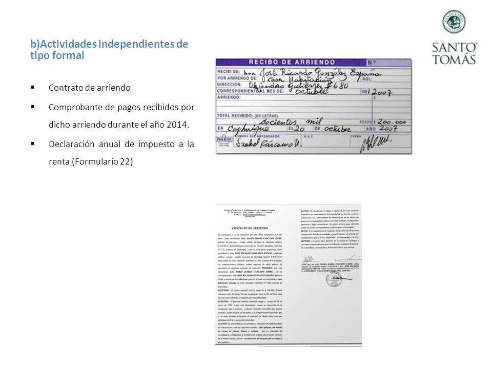 b)Actividades independientes de tipo formal
